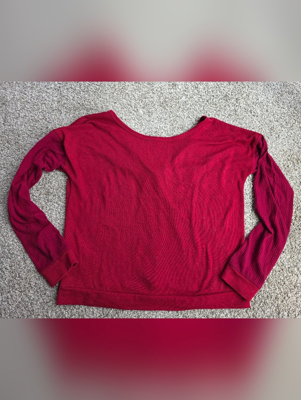 Women’s Red Boatneck Cutout Long-Sleeve Top